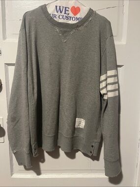 Thom Browne distressed grey crewneck size 4